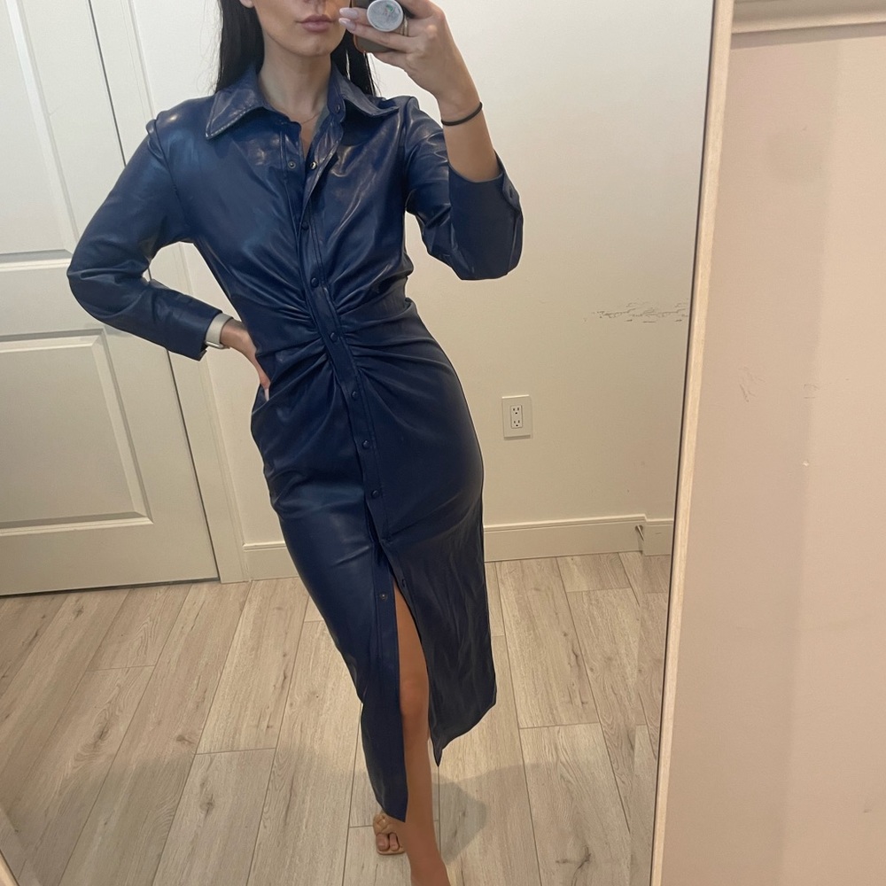 Zara Faux Leather Midi Dress